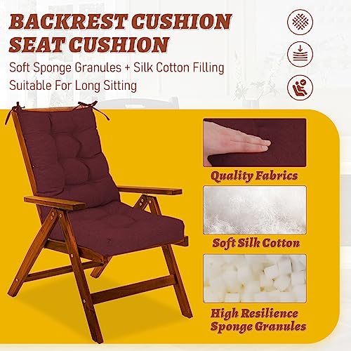 Focuprodu Rocking Chair Cushions.Soft Chair Cushions for Indoor/Outdoor A Variety of Rocking Chairs. Double Non-Slip Design Chair Cushions are Suitable for Patio, Garden. (Plush-Burgundy)