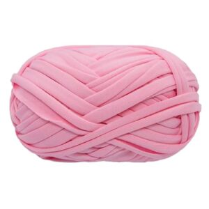 t-shirt yarn fettuccini zpagetti ball, fabric cloth knitting yarn for hand diy bag blanket cushion crocheting projects, 32 yard (pink)