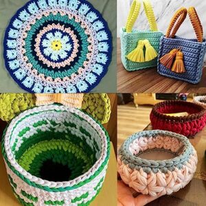 T-Shirt Yarn Fettuccini Zpagetti Ball, Fabric Cloth Knitting Yarn for Hand DIY Bag Blanket Cushion Crocheting Projects, 32 Yard (Pink)