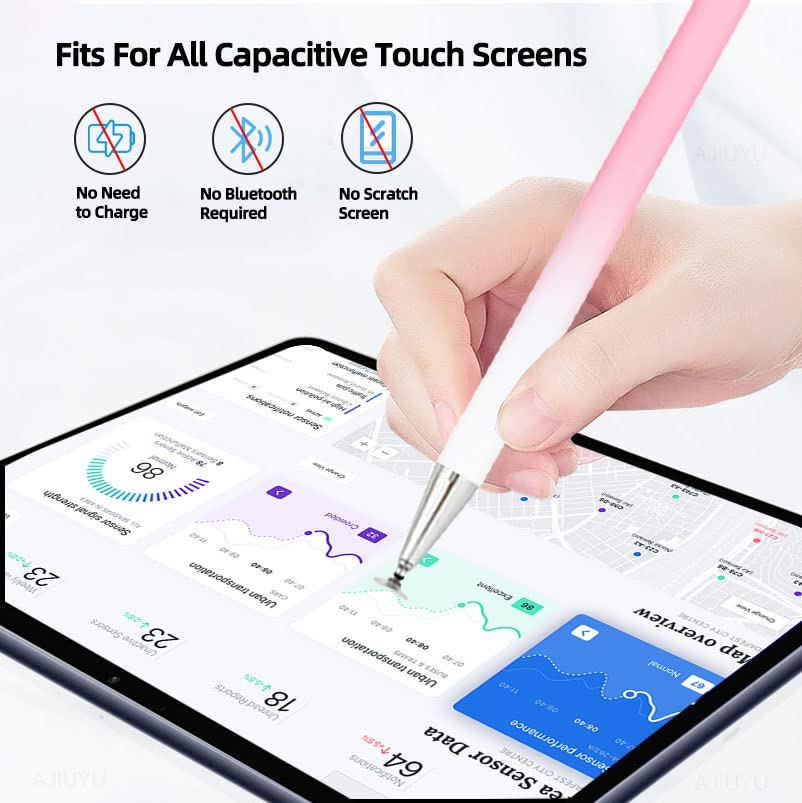 Stylus Pens for Touch Screens, 2 in 1 Stylus with Sensitivity & Precision, Compatible with iPad, iPhone, Tablets, Android and All Capacitive Touch Screens Devices (Pink)