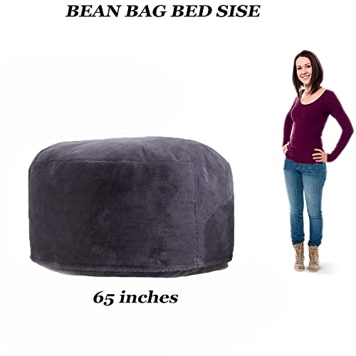 5FT Giant Fur Bean Bag Chair Cover, Ultra Soft Bean Bag Bed for Adults (No Filler, Cover only), Big Round Soft Fluffy Faux Fur Bean Bag Lazy Sofa Bed Cover, Machine Washable Big Size Bean Bag Cover