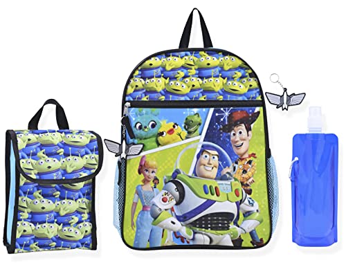 Disney Toy Story Boys Backpack for Little Kids | 6 Piece Set Water Bottle Keychains Snack Tote and Knapsack School (Toy Story 6Pc) 16” x 12” x 5”