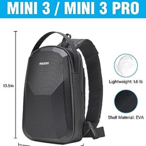 PEKREWS Mini 3 Pro Case, Waterproof Hard Carrying Case Portable Travel Drone Bag Sling Backpack Compatible with DJI Mini 3 Pro with RC Controller, Fly More Combo and Accessories, Black (Case Only)