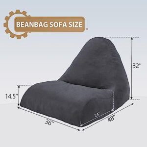 Homguava Bean Bag Chair Sofa Memory Foam Pre-Filled Bean Bag Chairs Stuffed Beanbag Sofa Lazy Bean Bag Sofa for Adults, Kids, Teens for Gaming, Reading & Relaxing(Linen, Dark Grey)