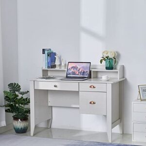 ITUSUT Computer Desk with Drawers and USB Charging Port, Home Office Desk with Hutch and File Drawer, Writing Study Table Executive Desk PC Desk Workstation for Bedroom, Oak White