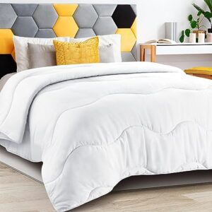 meelus lightweight comforter cooling white, soft breathable queen size summer duvet insert, microfiber down alternative all season quilt with corner tabs, 88x88 inch