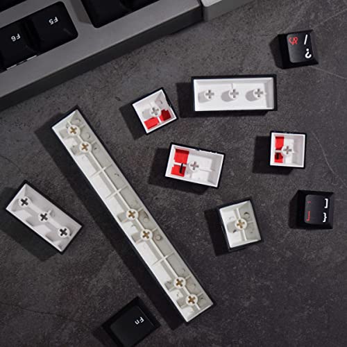 Tirpleshot Minimalist Black Keycaps Cherry Profile Japanese Keycap Set for Mechanical Keyboard 61/87/104/104 Cherry Mx Switches