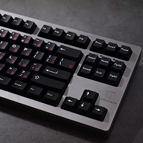 Tirpleshot Minimalist Black Keycaps Cherry Profile Japanese Keycap Set for Mechanical Keyboard 61/87/104/104 Cherry Mx Switches