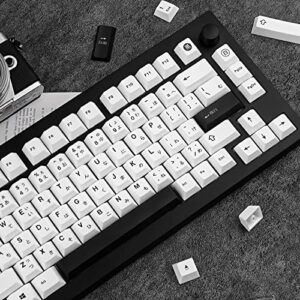 JOLINTAL 128 Keys Black and White Japanese Keycaps, PBT Material Cherry Keycaps, Thermal Sublimation Solid Color Not Easy to Wear Keycaps for Mechanical Keyboard Game Keyboard