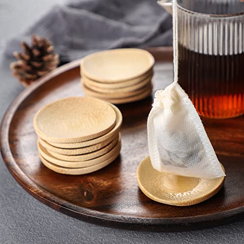 Tea Bag Coasters Bamboo Wood Tea Bag Saucer Teabag Coaster Tea Bag Storage Rack Tray Bracket Tea Bag Set of 12 (Wood)