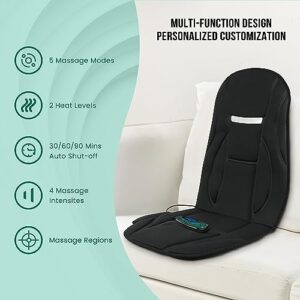 Snailax Vibration Back Massager with Heat, Seat Massager with 8 Vibrating Motors & 5 Modes, Chair Massager, Massage Cushion, Massage Chair Pad for Chair,Office, Gifts