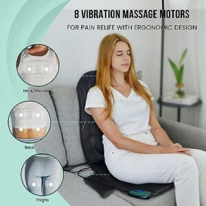 Snailax Vibration Back Massager with Heat, Seat Massager with 8 Vibrating Motors & 5 Modes, Chair Massager, Massage Cushion, Massage Chair Pad for Chair,Office, Gifts