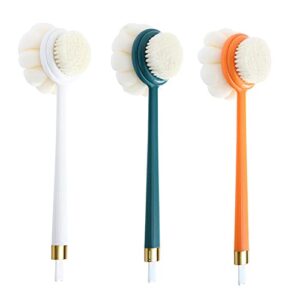 3 pack back scrubber for shower long handle back brush dual-sided soft bristles shower scrub brushes for body