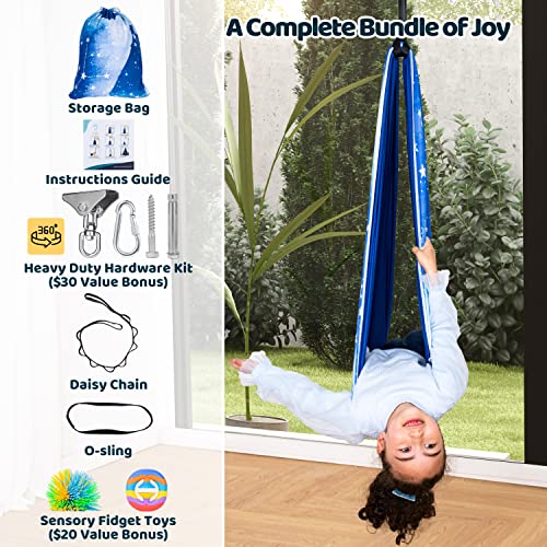 MoJo Bloom Sensory Swing for Kids Indoor & Outdoor - Adults and Kids Hammock Swing - Sensory Joy Therapy Swing for Kids with ADHD, Anxiety, Special Needs - Therapy Pod Swing for Kids