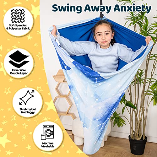 MoJo Bloom Sensory Swing for Kids Indoor & Outdoor - Adults and Kids Hammock Swing - Sensory Joy Therapy Swing for Kids with ADHD, Anxiety, Special Needs - Therapy Pod Swing for Kids