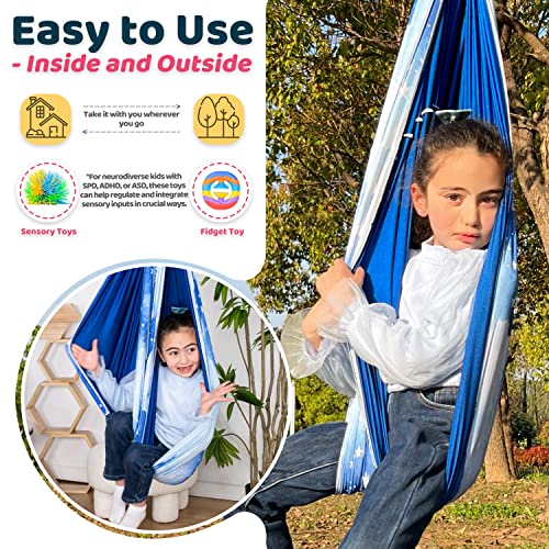 MoJo Bloom Sensory Swing for Kids Indoor & Outdoor - Adults and Kids Hammock Swing - Sensory Joy Therapy Swing for Kids with ADHD, Anxiety, Special Needs - Therapy Pod Swing for Kids