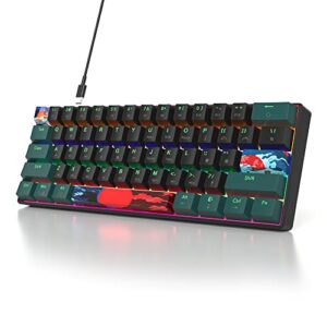taeeiancd gaming keyboard 60 percent mechanical with linear red switch, 60% wired ultra-compact mini keyboard rainbow with pbt keycaps for ps4/ps5/xbox