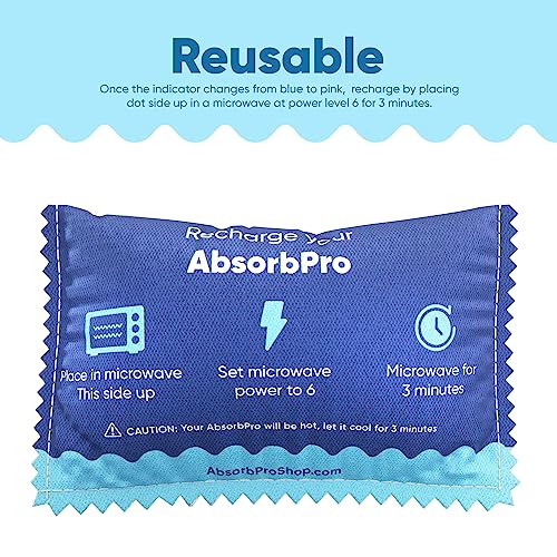 Absorb Pro - 100g (1-pack) Rechargeable Desiccant Pouch - Moisture Absorbing Bag - Dehumidifier for Bins, Totes, Safes, Cars, and Boats - Made from Silica Gel