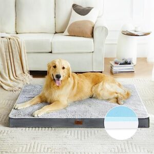 western home memory foam orthopedic dog bed, washable dog crate bed for large dogs, pet bed mat with removable cover and waterproof lining, 36 inches, grey