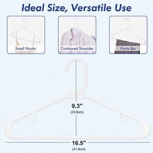 HOUSE DAY White Plastic Hangers 50 Pack, Plastic Clothes Hangers with Hooks, Space Saving Plastic Coat Hangers for Closet, Clothing Hangers Adult Hangers for Shirts, Coats, Skirt, Dress