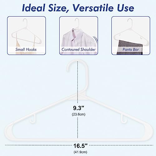 HOUSE DAY White Plastic Hangers 50 Pack, Plastic Clothes Hangers with Hooks, Space Saving Plastic Coat Hangers for Closet, Clothing Hangers Adult Hangers for Shirts, Coats, Skirt, Dress