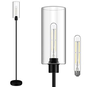 boostarea floor lamp for living room, modern standing lamp stand up lamp with glass lampshade, 4w bulb included, pole lamp tall lamps for bedroom, living room, office, kids room, reading