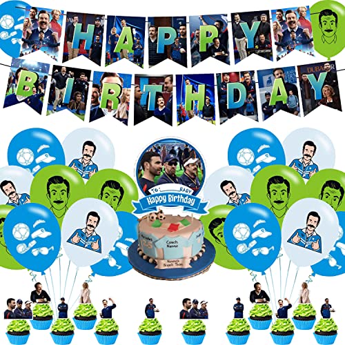 Soccer Party Decorations,Birthday Supplies For Soccer 2023 Includes Banner Cake Topper 12 Cupcake Toppers 18 Balloons