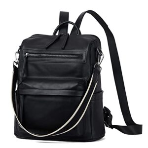 bostanten leather backpack purse for women fashion designer shoulder bag convertible travel backpack purses black