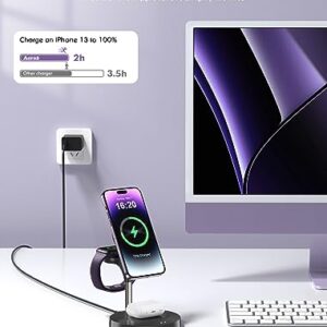 3 in 1 Wireless Charging Station for Multiple Devices Apple, Aeinidi 15W Fast Mag-Safe Charger Stand, Magnetic Charger for iPhone 14 13 12 Pro Max/Plus/Pro/Mini, Apple Watch, AirPods Pro 3 2, Black