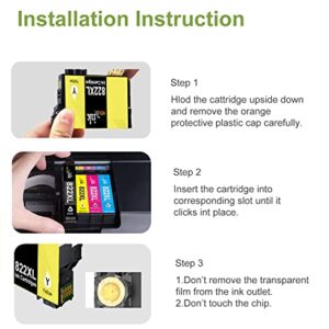 822XL Ink Cartridges Remanufactured Replacement for Epson 822 822 XL T822 Ink Cartridges for Workforce Pro WF-4833 WF-3820 WF-4820 WF-4830 WF-4834 Printer (Black Cyan Magenta Yellow)