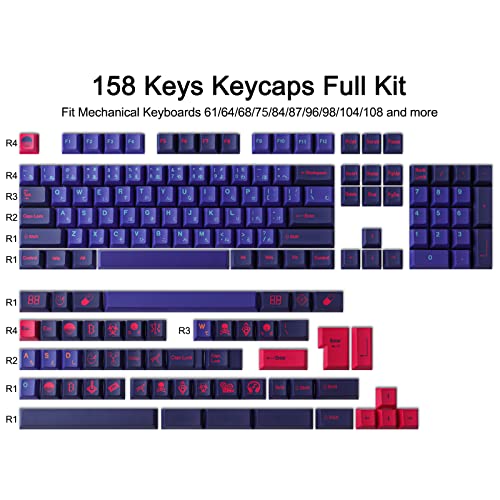 Wunzkii PBT Keycaps 158 Keys Laser Keycaps DYE-Sub Custom Keycaps Cherry Profile for Cherry Gateron MX Switches Mechanical Keyboard US and UK Layouts (6.25U 7U Spacebar)