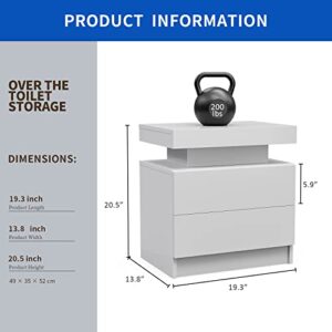 DobleCliCli LED Nightstand Set of 2, Modern End Side Table with 2 Drawers, 20.5" Tall LED Storage Cabinet, Bedside Furniture for Bedroom, Living Room, Salon and Office, White