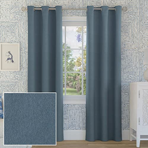 Sun Zero Tulare All Over Texture Thermal Total Blackout Grommet Curtain Panel, 40" x 96", Blue