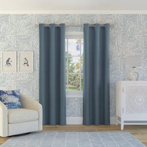 Sun Zero Tulare All Over Texture Thermal Total Blackout Grommet Curtain Panel, 40" x 96", Blue