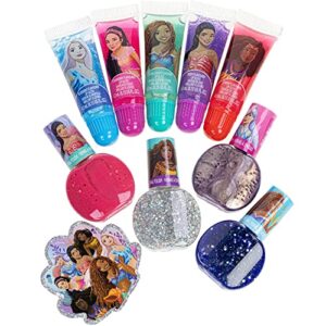 Townley Girl Disney The Little Mermaid Sparkly Cosmetic Makeup Set for Girls with Lip Gloss Nail Polish Nail Stickers - 11 Pcs| Perfect for Parties Sleepovers Makeovers| Birthday Gift for Girls above 3 Yrs