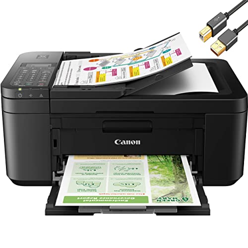 Canon PIXMA TR4720 All-in-One Wireless Color Inkjet Printer, Black - Print Copy Scan Fax - 2-Line LCD Display, 4800 x 1200 dpi, Auto 2-Side Printing, 20-Sheet ADF, DAODYANG Printer_Cable