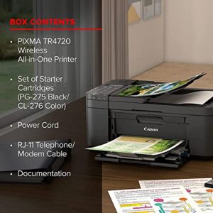 Canon PIXMA TR4720 All-in-One Wireless Color Inkjet Printer, Black - Print Copy Scan Fax - 2-Line LCD Display, 4800 x 1200 dpi, Auto 2-Side Printing, 20-Sheet ADF, DAODYANG Printer_Cable