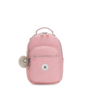 kipling women's seoul small backpack, durable, padded shoulder straps with tablet sleeve, bridal rose, one size