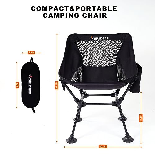 WORLDEEP Folding Camping Chair,Portable Camping Chair Lightweight Compact Camping Chair with Side Pockets for Outdoor Camp, Travel, Beach, Picnic, Hiking, Supports 400Lbs