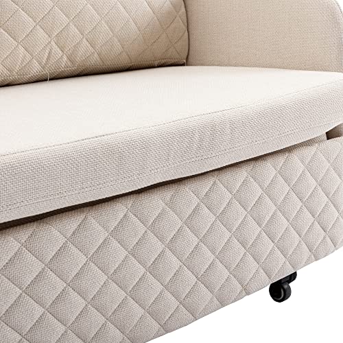 UFINEGO Sleeper Sofa Bed with Pull Out Couch Bed, Upholstery Linen Loveseat Sofa Couch, Modern Pull Out Couch with Under Bed Storage, 2 Pillows & Side Pocket for Living Room Apartment