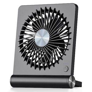 koonie usb fan, strong wind ultra quiet small desk fan 220° tilt folding 3 speeds adjustable usb-c powered personal fan for home office desktop black