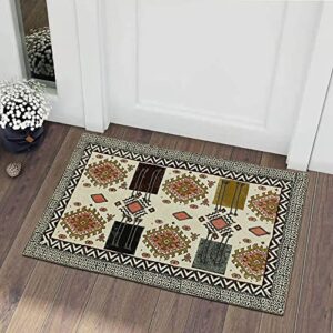 Casavani Beige, Black Tribal Cotton Hand Made Rug, Home Decorative Bohemian Kilim Rug Hand Woven Rag Rug Entryway for Living Room Laundry Room Dormat Bed Room Bathroom 4x10 Feet Runner