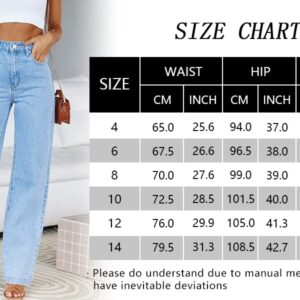 PLNOTME Women's High Waisted Jeans Straight Leg Boyfriend Baggy Casual Denim Pants