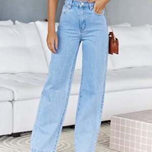 PLNOTME Women's High Waisted Jeans Straight Leg Boyfriend Baggy Casual Denim Pants