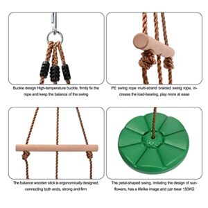 Disc Swing for Kids, Monkey Bar Disc Swing, Disk Swing Seat with Adjustable Rope, Carabiner and Strap, Replacement Swing for Swing Set for Backyard, Tree, Zipline Yuab