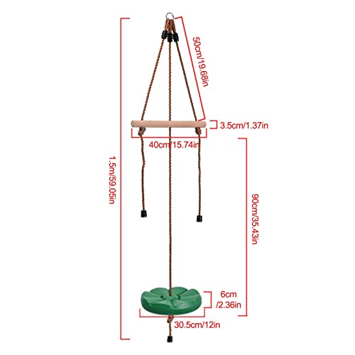 Disc Swing for Kids, Monkey Bar Disc Swing, Disk Swing Seat with Adjustable Rope, Carabiner and Strap, Replacement Swing for Swing Set for Backyard, Tree, Zipline Yuab