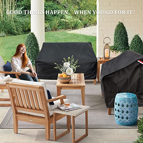 KylinLucky Outdoor Furniture Covers Waterproof, 3-Seater Patio Sofa Cover Fits up to 79W x 37D x 35H inches Black