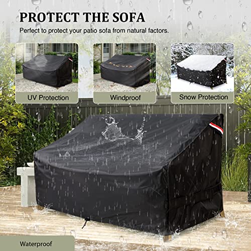 KylinLucky Outdoor Furniture Covers Waterproof, 3-Seater Patio Sofa Cover Fits up to 79W x 37D x 35H inches Black