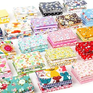 printed cotton fabric quilting bundles: funcolor 100pcs random sewing fabric 8x8 inch assorted colors floral plaid pattern for quilted patchwork, diy crafts