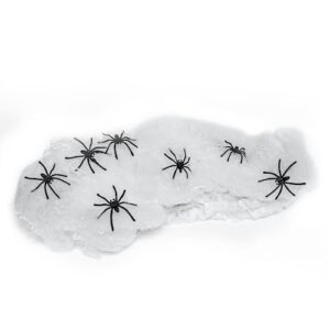 Happy Hippo Halloween Spider Web Decoration, 200 Sqare Feet & Plastic Spiders, Halloween Party Supplies, Spider Webs (Small, 200 Sq Feet)